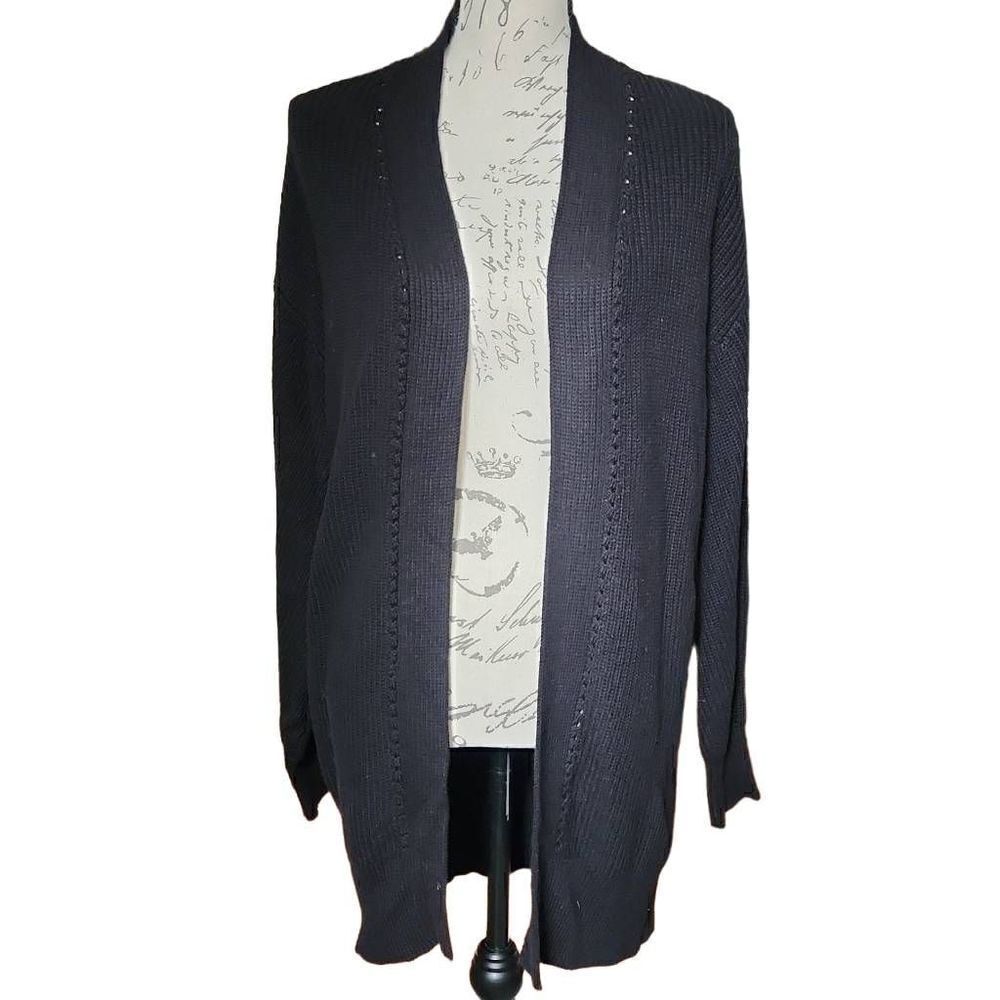 BP Ladies Black Long Sleeve Knit Sweater Cardigan - Size Small